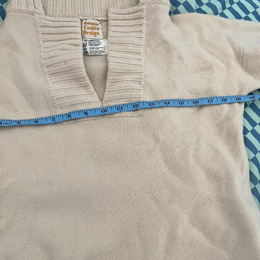 Vtg Bonnie Cashin Ivory Wool Tunic Sweater Collar Side Slits M - Picture 9 of 10